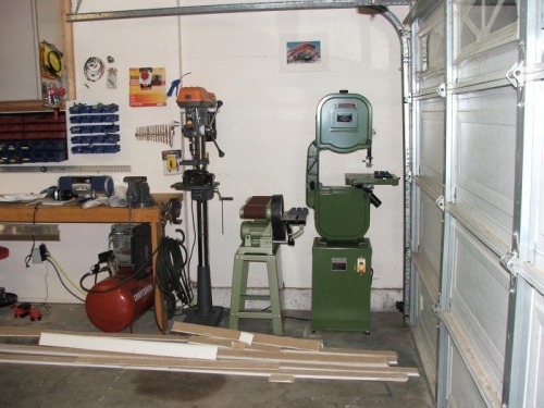 Drill press, Sander, Awesome bandsaw H.F. Tools