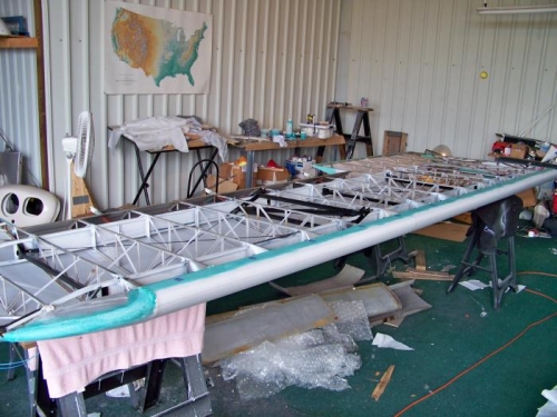 Left wing ready for clean-up, then covering.