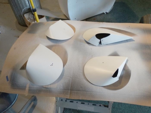 Strut fairings ready for color paint.