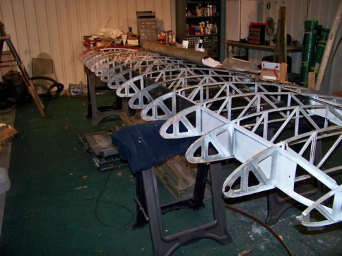 Left wing with all the leading edge skins removed  and ready for clean-up.