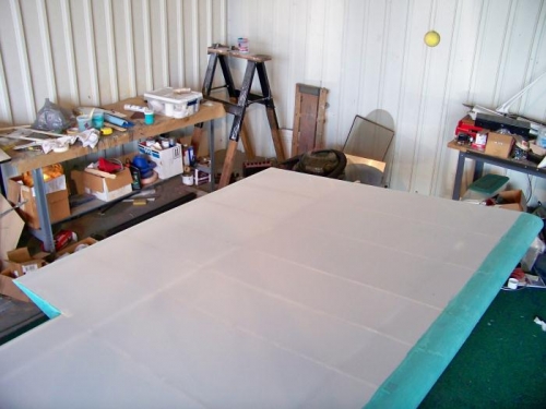 The inboard area under the fuel tank area with initial shrink done.