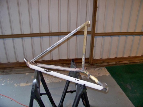 Left gear leg stripped & ready for blast & prime.