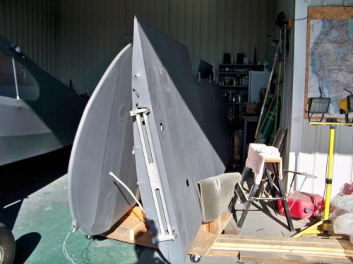 Wings back in their sling racks.