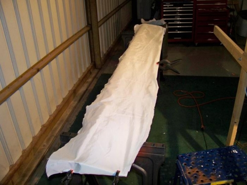 Top side fabric bing fitted.