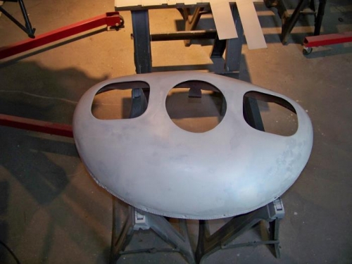 Initial priming for nose bowl. More sanding to do.