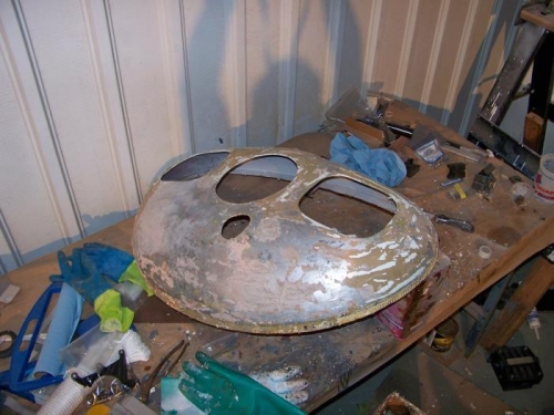 Initial stripping of nose bowl.