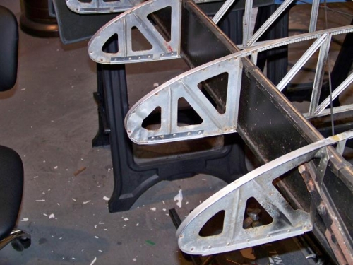 The nose ribs on the right wing after some corrected repair work.