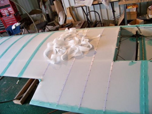 Just a few ribs left to tape.