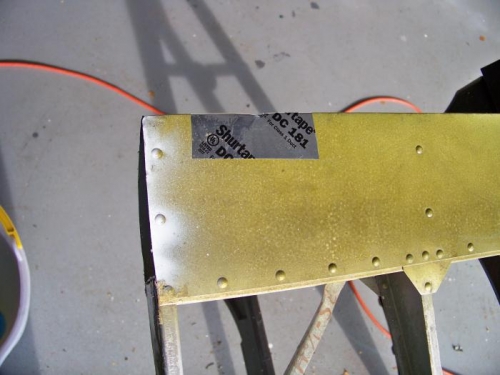 Leading edge area primed. Aluminum tape on leading edge helps smooth small dents.