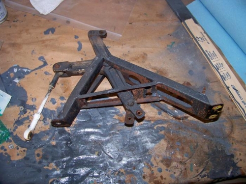 Aileron bellcrank assembly before clean-up.