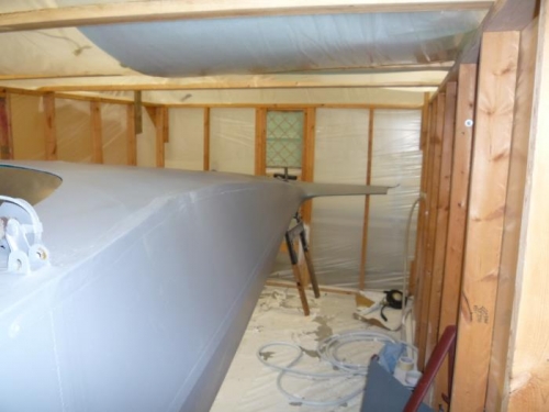 Fuselage mounted on the rotiserie