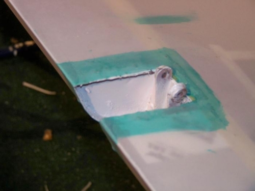 One of the hinge wells trimmed up and ready for  taping.