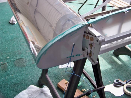 The leading edge of the wing root area covered.