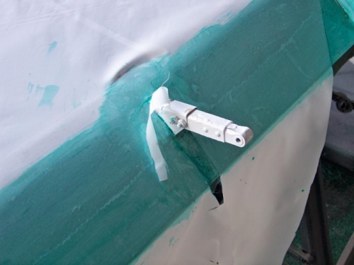 A bit closer shot of the fabric around an aileron mount. Just a little trimming to go.