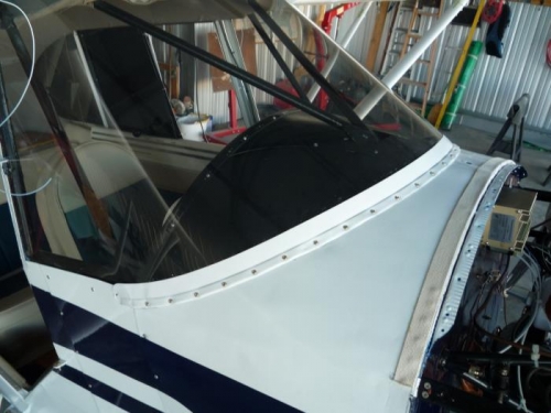 Windshield strips in place.