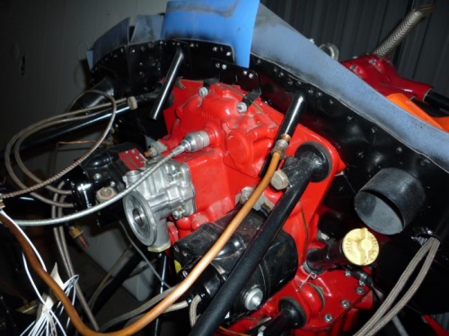 Oil filter adapter going into place.