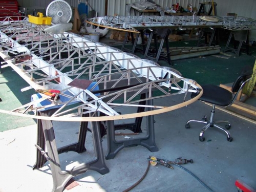 Right wing tip bow assembly fitted and ready for varnish.