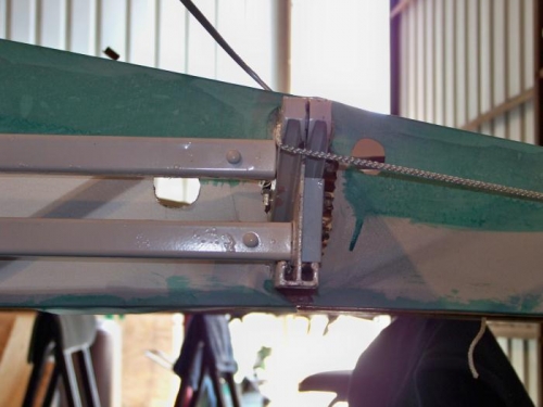 Fuel line and aileron cable hole in the right wing.