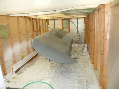 Getting the wing ready for cleaning.