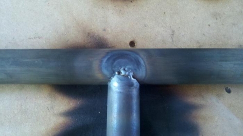 The first test tack weld.