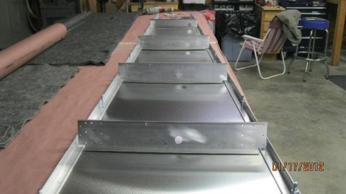 Vertical channel pieces placed in position where they will be installed later.