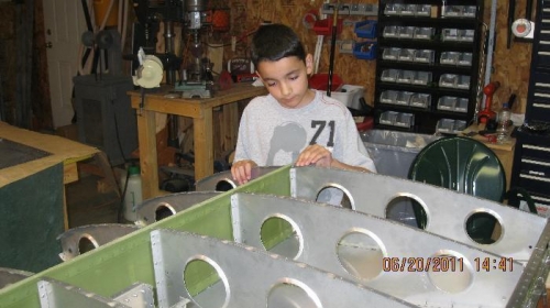 Ryan deburring Aft Ribs.