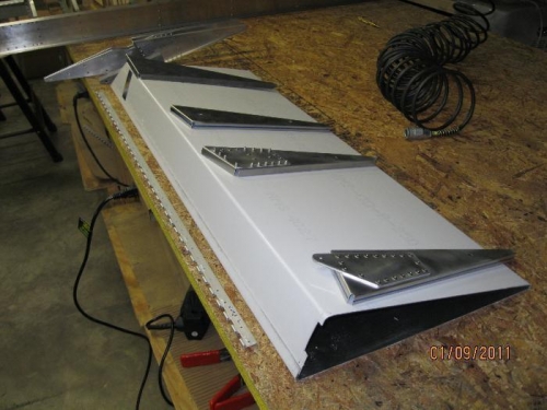 Aileron skin and ribs.