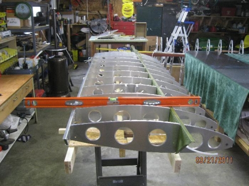 Shimmed the rear spar to level with the main spar at both ends.