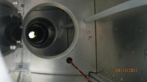 Top water line for the landing light wires. The bottom wires are for the position/strobe wingtip light