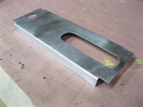 Finished aft bulkhead F23-02. Flanges bent and pilot holes marked and drilled.