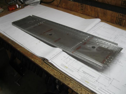 Aft tunnel partially riveted.