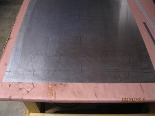 drawing of cutout for control stick in seat pan.