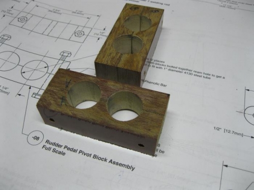Finished rudder pivot blocks.