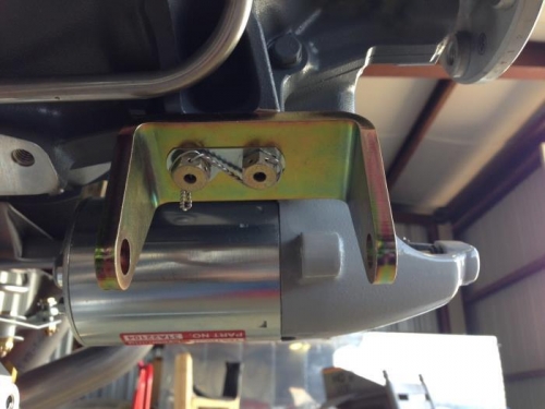 Alternator mount bracket and safety wiring