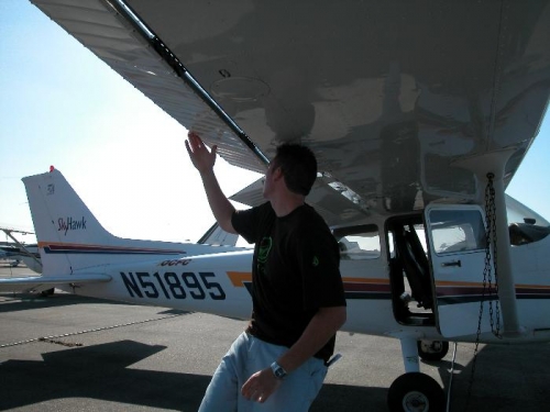 Well, not our airplane, but Ian is checking ailerons anyway