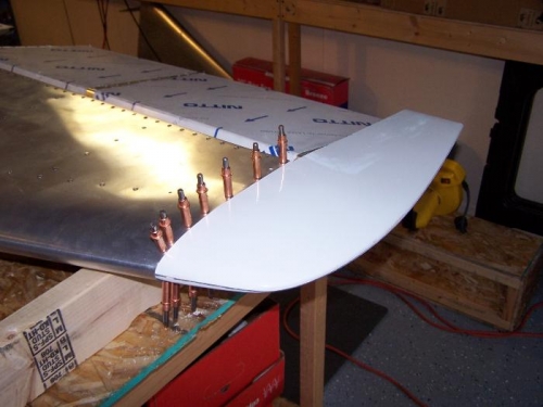 Cleco'd into position; still have to mark/drill the aft rib