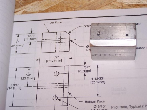 Ooops; drilled pilot holes on the wrong side of the block.