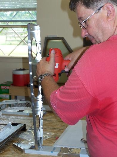 Me drilling the rib attach holes