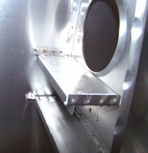 Left Wing Aileron Bellcrank / Rib #9 Vertical Stiffener Cleco'd