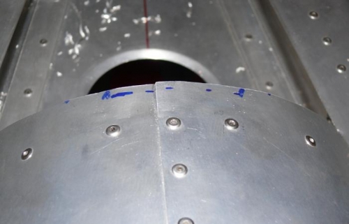 Area to be notched in turtledeck looking aft