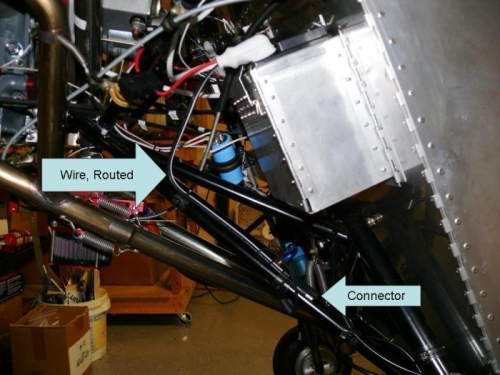 Installed battery connector cable