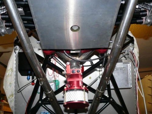 Oil cooler lower baffle and exhaust