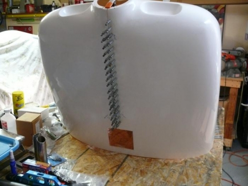 Preliminary upper hinge installed