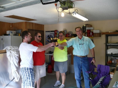 Welll-deserved adult beverages with sons & neighbor