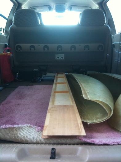 Loading the tip tanks, rear spars, and other small parts in my minivan.