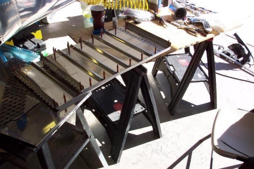 Drilling the stiffeners for hte seat backs