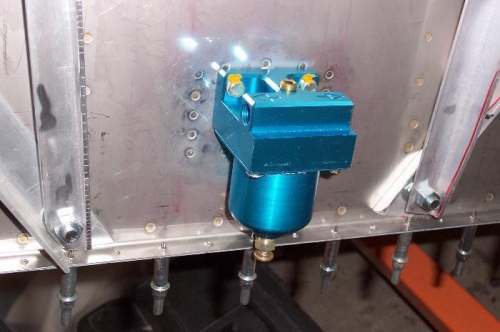 Gascolator installed on the firewall.