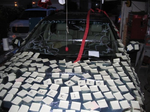 The caption on the hood reads 