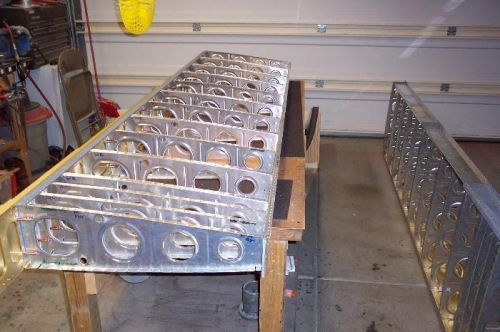 Setting up to rivet the ribs