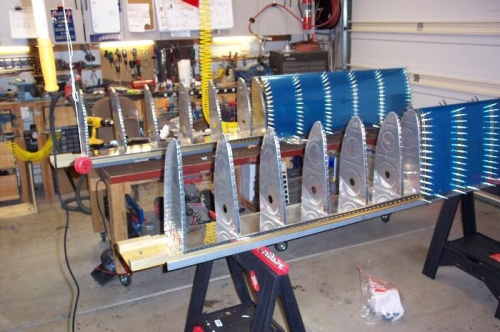 Tank ribs fit up on the spar with the LE